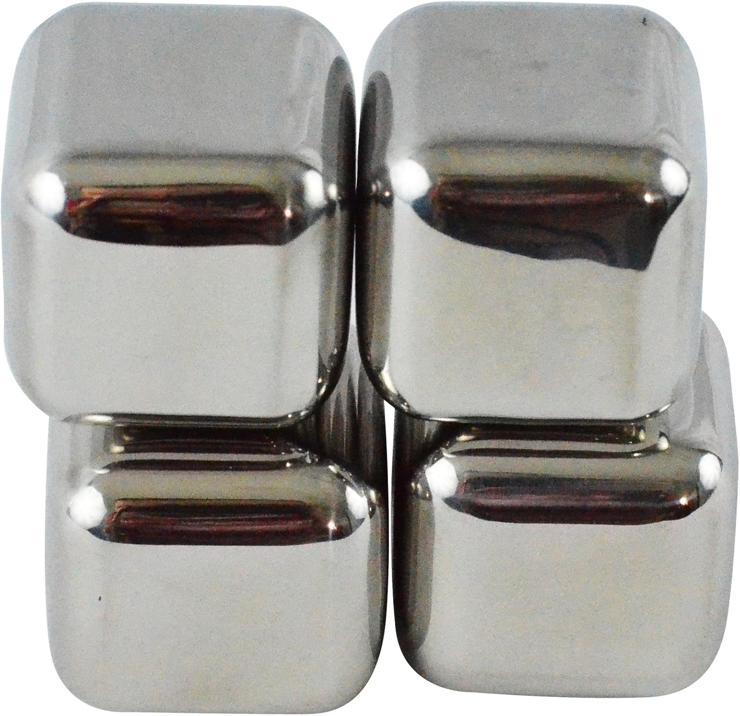 Reusable Ice Cubes Stainless Steel Chilling Stones for Whiskey Wine Beverage, Set of 4
