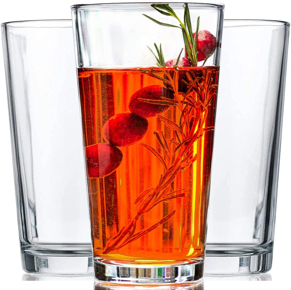 Drinking Glasses - Set of 10-16Oz. Margarita Glass Cups - Dishwasher Safe Cocktail Clear Heavy Base Tall Beer Glasses, Water Glasses, Bar Glass, Wine, Juice, Iced Tea