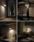 Wood LED Wall Sconce, Magnetic 360Â° Rotatable Wall Mounted Night Light & Reading Light, Small Rechargeable Battery Powered Bedside Wall Lamp for Bedroom, Living Room, Beech Wood