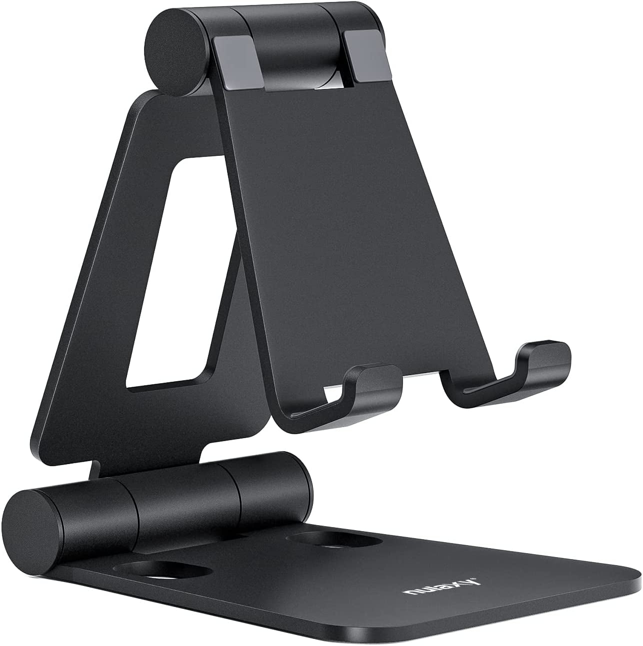 Dual Folding Cell Phone Stand, Fully Adjustable Foldable Desktop Phone Holder Cradle Dock Compatible with Iphone 17 16 15 14 13 12 11 Pro Max Xs Xr X 8, Nintendo Switch, All Phones