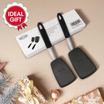 2 Pack Flexible Silicone Spatula, Turner, 600F Heat Resistant, Ideal for Flipping Eggs, Burgers, Crepes and More, Black