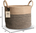 14"X12" Natural Jute Rope Woven Storage Basket with Handles for Plant, Blankets,Toys,Clothes,Shoes - Living Room Home Decor,Multifunctional Basket for Organizer,Picnic,Artificial Tree