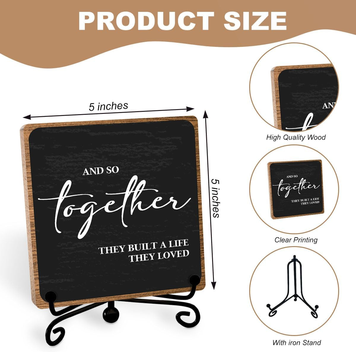 Home Wooden Decor Sign, Farmhouse Plaque with Stand, Warmth Housewarming Gifts for Women Men Family, Table Desk Cubicles Accessories for Living Room Bedroom Home Decorations
