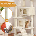 54 Inch Cat Tree Tower with Scratching Post, Multi-Level Cat Condo Pet House Play with Stable Base, Beige