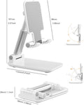 Phone Stand, Phone Holder for Desk Anti-Slip Cute Office Accessories Forldable Cell Phone Holder Compatible with Iphones, All Mobile Phones, White-Silver, Pro