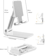 Phone Stand, Phone Holder for Desk Anti-Slip Cute Office Accessories Forldable Cell Phone Holder Compatible with Iphones, All Mobile Phones, White-Silver, Pro
