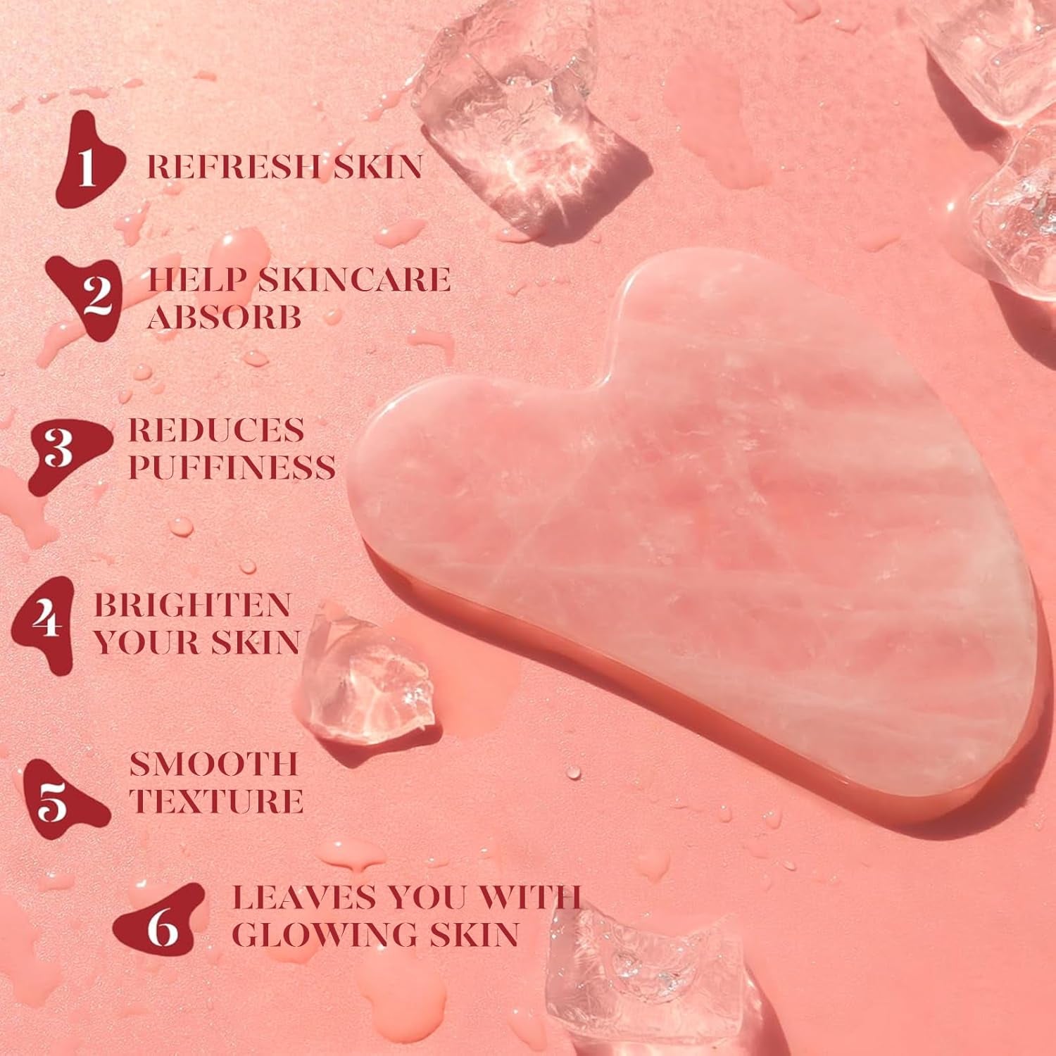Icyme Rose Quartz Roller & Gua Sha Set, Cooling Face Roller for Depuffing & Lymphatic Massage, Sculpting Tool for Face, Eyes & Neck, Smooth Skincare Gift for Women and Men