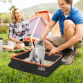 Portable Cat Travel Litter Box, Collapsible Cat Litter Carrier Tray, Waterproof Litter Box for Outdoor Fit Medium Cats and Kitties, Leak-Proof, Sturdy, Lightweight-Black