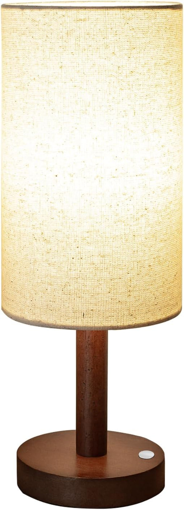 Cordless Table Lamp, 3 Color Dimming Portable Battery Lamp, Touch Control Wood Base Small Bedside Lamps for Night Stands, Living Room, Office(Led Bulb Included) (Cordless Wood Base)