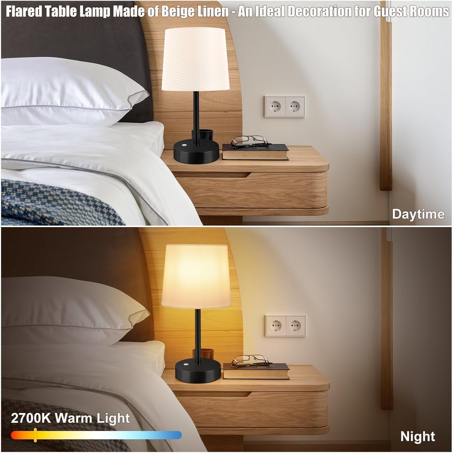 Rechargeable Table Lamp, 5000Mah Cordless Battery Operated Lamp, Stepless Dimming 2700K Warm White, Wireless Nightstand Lamp for Bedroom, Living Room, Dining Table, Counter, Desk