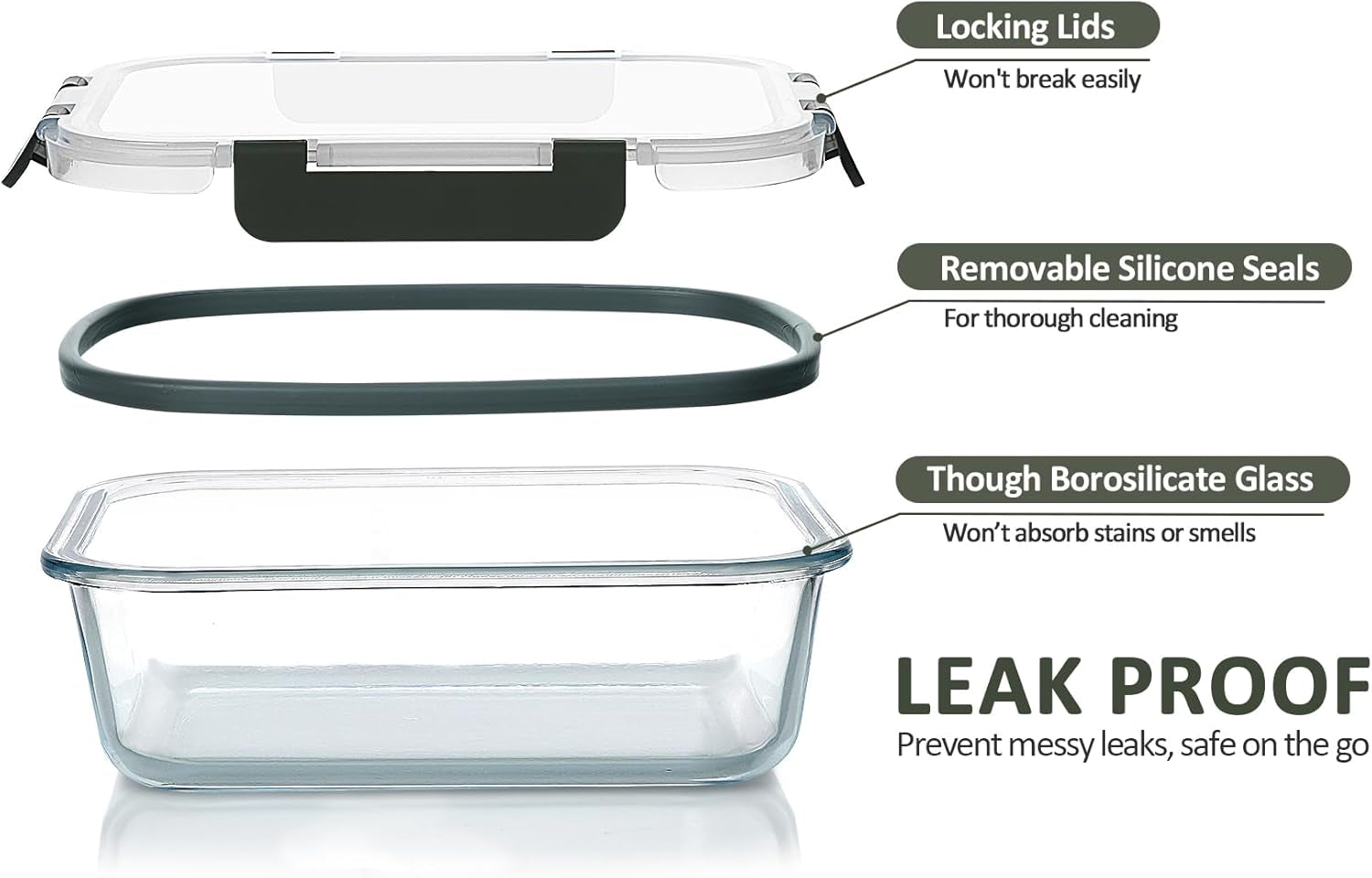 30 Pieces Glass Food Storage Containers with Snap Locking Lids,Glass Meal Prep Containers Set - Airtight Lunch Containers, Microwave, Oven, Freezer and Dishwasher