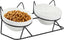 Elevated Tilted Cat Bowls for Indoor Catsï¼ŒRaised Ceramic Cat Bowl Elevated 15Â°,Pet Feeding Bowls for Food and Water anti Vomiting Bowl(Double Ceramics and Tilt Shelf) Suitable