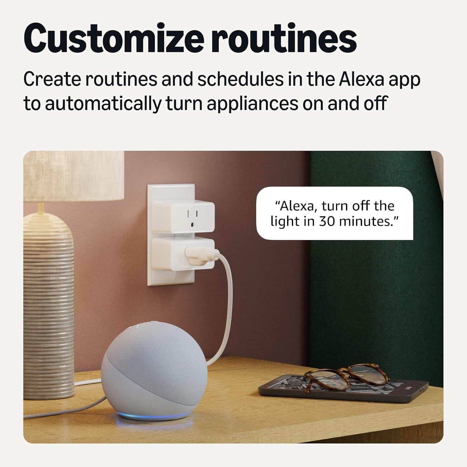 Smart Plug, Works with Alexa Only, Voice Control, Remote APP Control, Schedule, Compact Design, Versatile, 2.4 Ghz Wi-Fi, No Hub Required, 4-Pack, White
