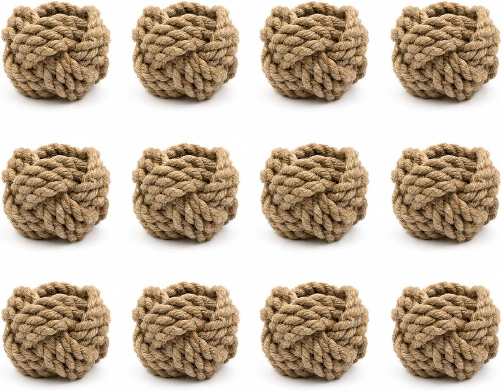 Handmade Jute Napkin Rings Set of 12 – Rustic Farmhouse Table Decor, Boho Woven Napkin Holders for Weddings, Parties & Dining Tables