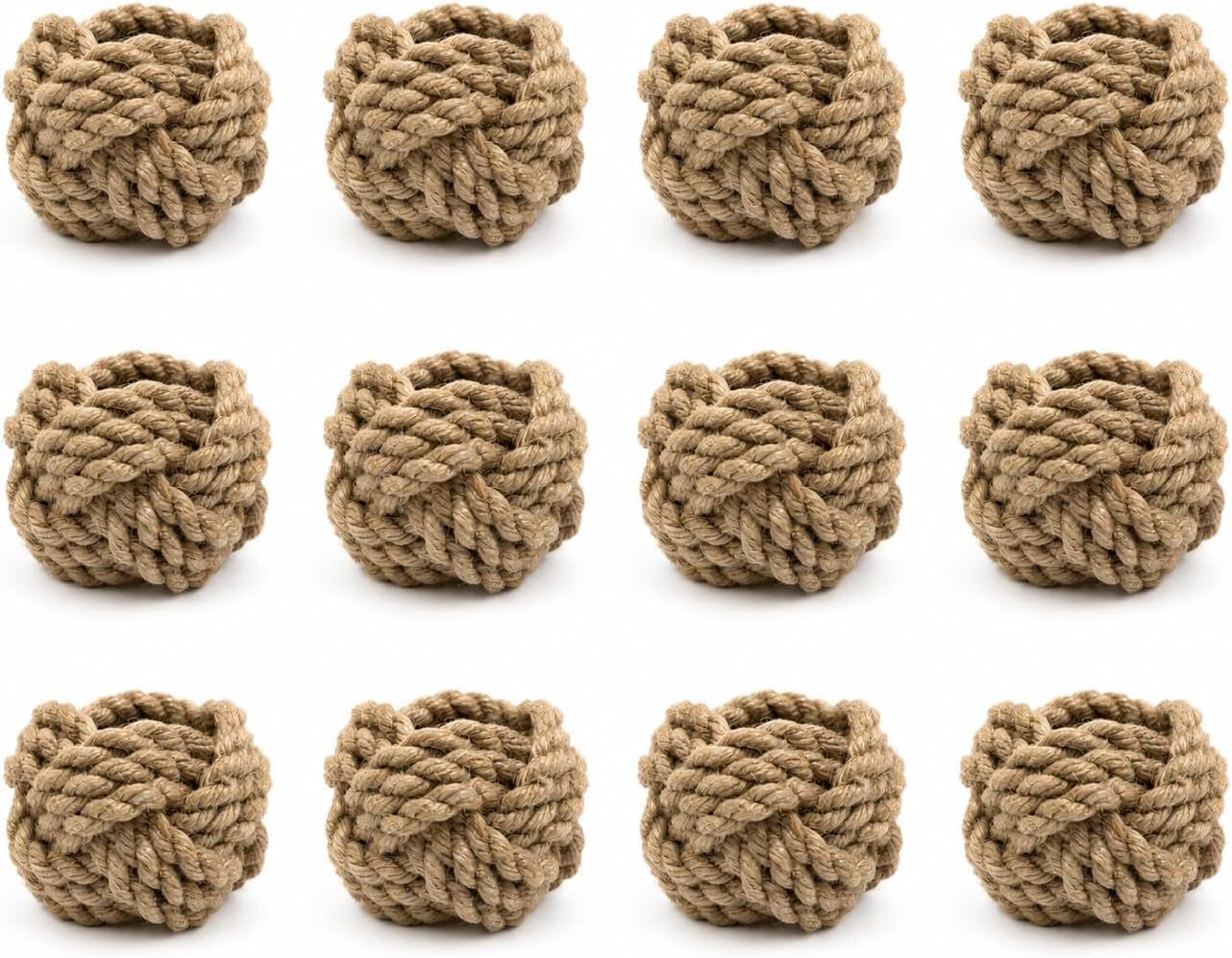 Handmade Jute Napkin Rings Set of 12 – Rustic Farmhouse Table Decor, Boho Woven Napkin Holders for Weddings, Parties & Dining Tables