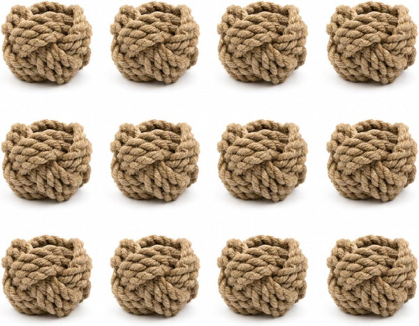 Handmade Jute Napkin Rings Set of 12 – Rustic Farmhouse Table Decor, Boho Woven Napkin Holders for Weddings, Parties & Dining Tables