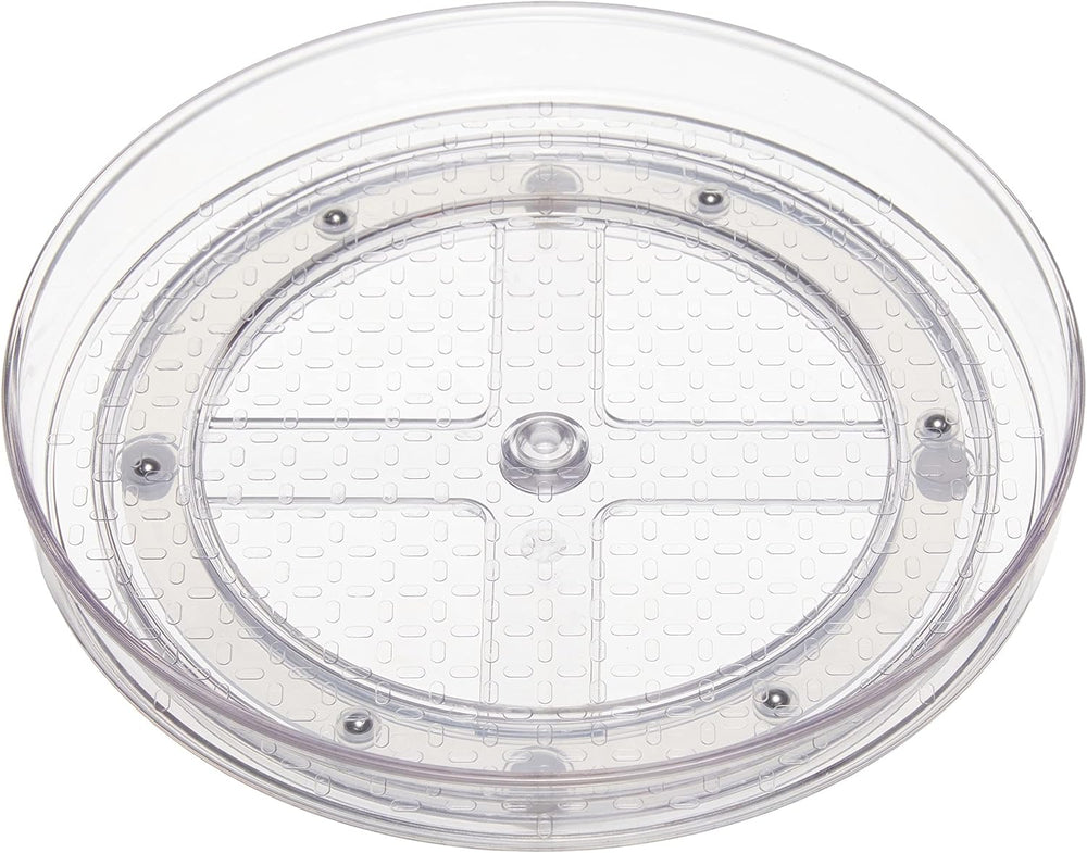 Clear Rotating Lazy Susan Turntable Organizer for Condiments, 9-Inch, 2-Pack