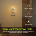 Plug-In LED Backlit Night Light with Motion Sensor & Dusk to Dawn Sensor, 2200K Soft Warm White Nightlight with 1-50Lm Dimmable Brightness for Adults & Kids' Bedroom, Bathroom, Hallway (4 Packs)
