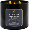 Mahogany Teakwood Intense 3-Wick Candle - Scented Candle for At-Home Use - Long-Lasting, Room-Filling Fragrance - High Fragrance Oil Concentration - Soy Wax Blend