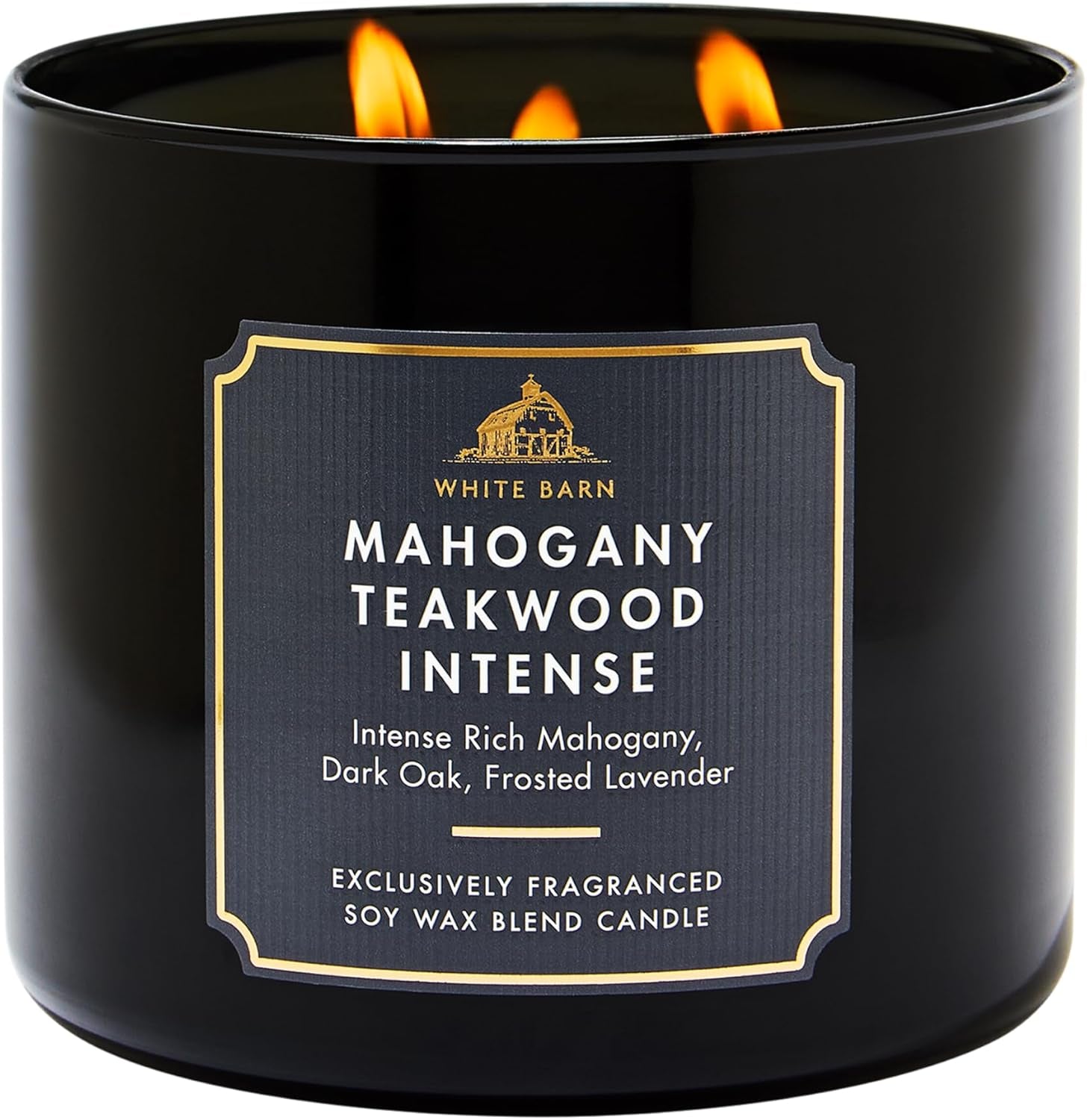 Mahogany Teakwood Intense 3-Wick Candle - Scented Candle for At-Home Use - Long-Lasting, Room-Filling Fragrance - High Fragrance Oil Concentration - Soy Wax Blend