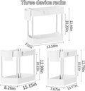 3 Pack under Sink Organizers and Storage, 2 Tier Bathroom Cabinet Organizer Shelf with Hanging Cups for Kitchen & Bathroom (White)
