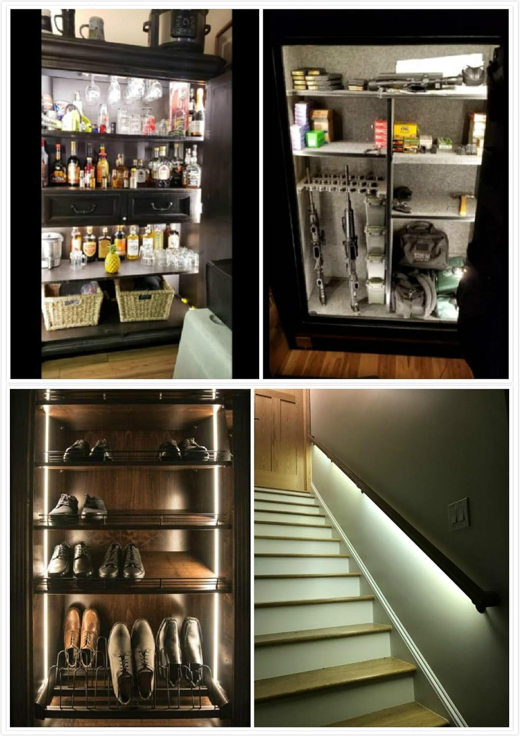 19.7Ft/6M Motion Activated LED Strip Light Kit with FCC Listed Adapter for Gun Safe, under Cabinet, under Bed, Pantry, Kitchen, Stairway, Closet Lighting (White 6000-6500K)