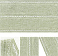 Sage Green Rustic Cotton Linen Table Runner, Seasonal Embroidered Hollow Kitchen Dining Table Decoration for Home Party Decor 13X72 Inch