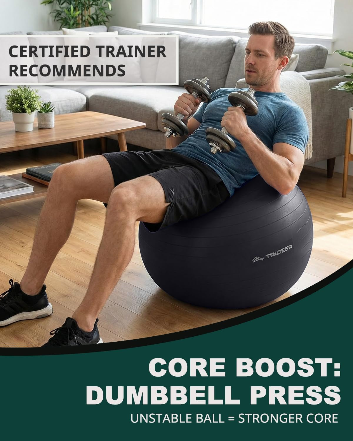 Exercise Ball for Yoga, Pilates & Fitness â€“ Stability Ball Equipment for Home Gym & Office Chair, Core & Balance Training Accessories, Physical Therapy Equipment, Quick Pump Included, 5 Sizes