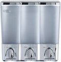 Clear Choice Shower Dispenser 3 Chamber, Wall Mount Shower Soap Pump Dispenser for Bathroom Hotel Body Wash, No Drill Adhesive, Waterproof Dispenser, 3 X 14.2 Oz, Chrome