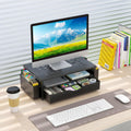 Desk Organizers and Accessories, Monitor Stand with Drawer and 2 Pen Holder, Desktop Organizer Suitable for Offices and Dormitories (Black)