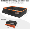 Portable Cat Travel Litter Box, Collapsible Cat Litter Carrier Tray, Waterproof Litter Box for Outdoor Fit Medium Cats and Kitties, Leak-Proof, Sturdy, Lightweight-Black