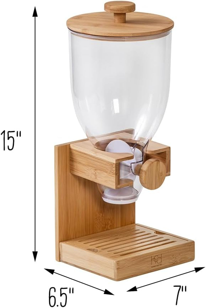 Bamboo Cereal Dispenser with Airtight Lid â€“ Countertop Dry Food Dispenser for Kitchen Organization â€“ Eco-Friendly Cereal Container for Pantry