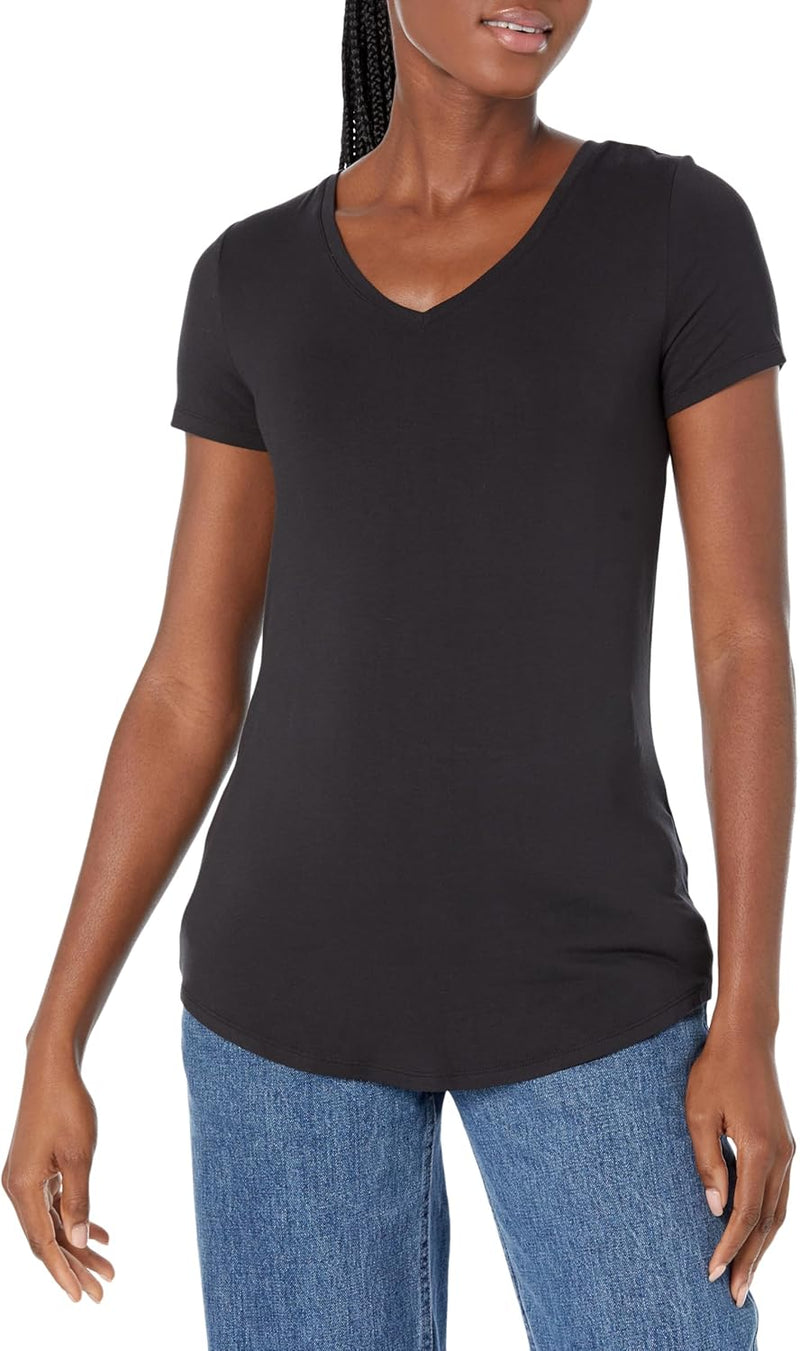 Women'S Relaxed-Fit Short-Sleeve V-Neck Tunic Activewear Shirt (Available in plus Size)