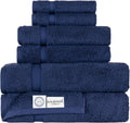 '- Luxury 6 Piece Towel Set, 100% Turkish Cotton, Quick Drying, Highly Absorbent & Comfy, Includes 2 Bath Towels, 2 Hand Towels & 2 Washcloths | (Navy)