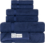 - Luxury 6 Piece Towel Set, 100% Turkish Cotton, Quick Drying, Highly Absorbent & Comfy, Includes 2 Bath Towels, 2 Hand Towels & 2 Washcloths | (Navy)