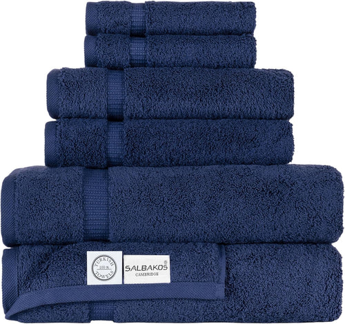 '- Luxury 6 Piece Towel Set, 100% Turkish Cotton, Quick Drying, Highly Absorbent & Comfy, Includes 2 Bath Towels, 2 Hand Towels & 2 Washcloths | (Navy)