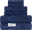'- Luxury 6 Piece Towel Set, 100% Turkish Cotton, Quick Drying, Highly Absorbent & Comfy, Includes 2 Bath Towels, 2 Hand Towels & 2 Washcloths | (Navy)