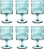 Beaded 14 Oz Durable Acrylic Wine Glasses, Shatter-Resistant and Dishwasher-Safe Indoor/Outdoor Drinkware, Glass for Wine, Sangria, and Spritzers - Sea Green - Set of 6