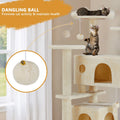 54 Inch Cat Tree Tower with Scratching Post, Multi-Level Cat Condo Pet House Play with Stable Base, Beige