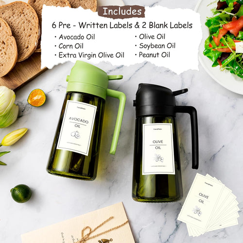 - Original 16Oz/470Ml Olive Oil Dispenser Bottle for Kitchen Gadgets and Air Fryer Accessories - Olive Oil Sprayer for Cooking W/Stickers - Black&Green