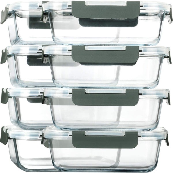 [8-Pack,30 Oz]Glass Meal Prep Containers,Glass Food Storage Containers,Airtight Lunch Containers with Lids, Microwave, Oven, Freezer and Dishwasher