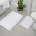 Reversible White Cotton Bath Mat Rug â€“ 17X24, Water Absorbent, Machine Washable Bathroom Rug Mat for outside Bathtub