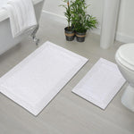 Reversible White Cotton Bath Mat Rug – 17X24, Water Absorbent, Machine Washable Bathroom Rug Mat for outside Bathtub