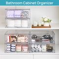 2 Pack Large Stackable Storage Drawers,Easily Assemble Clear Acrylic Bathroom Closet Undersink Organizers,Plastic Storage Bins for Cabinet,Kitchen Pantry,Medicine Organization