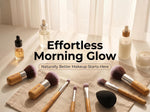 Makeup Brush Set 11Pcs Bamboo Synthetic Kabuki Brush Set Foundation Powder Blending Concealer Eye Shadows Blush Cosmetics Brushes with Travel Organizer Bag & Makeup Sponge (Bamboo 11)