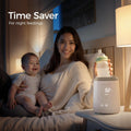 Bottle Warmer, Fast Bottle Warmers for All Bottles with Timer, Accurate Temperature Control and Automatic Shut-Off, No Lid Required for Heating, White-Gray