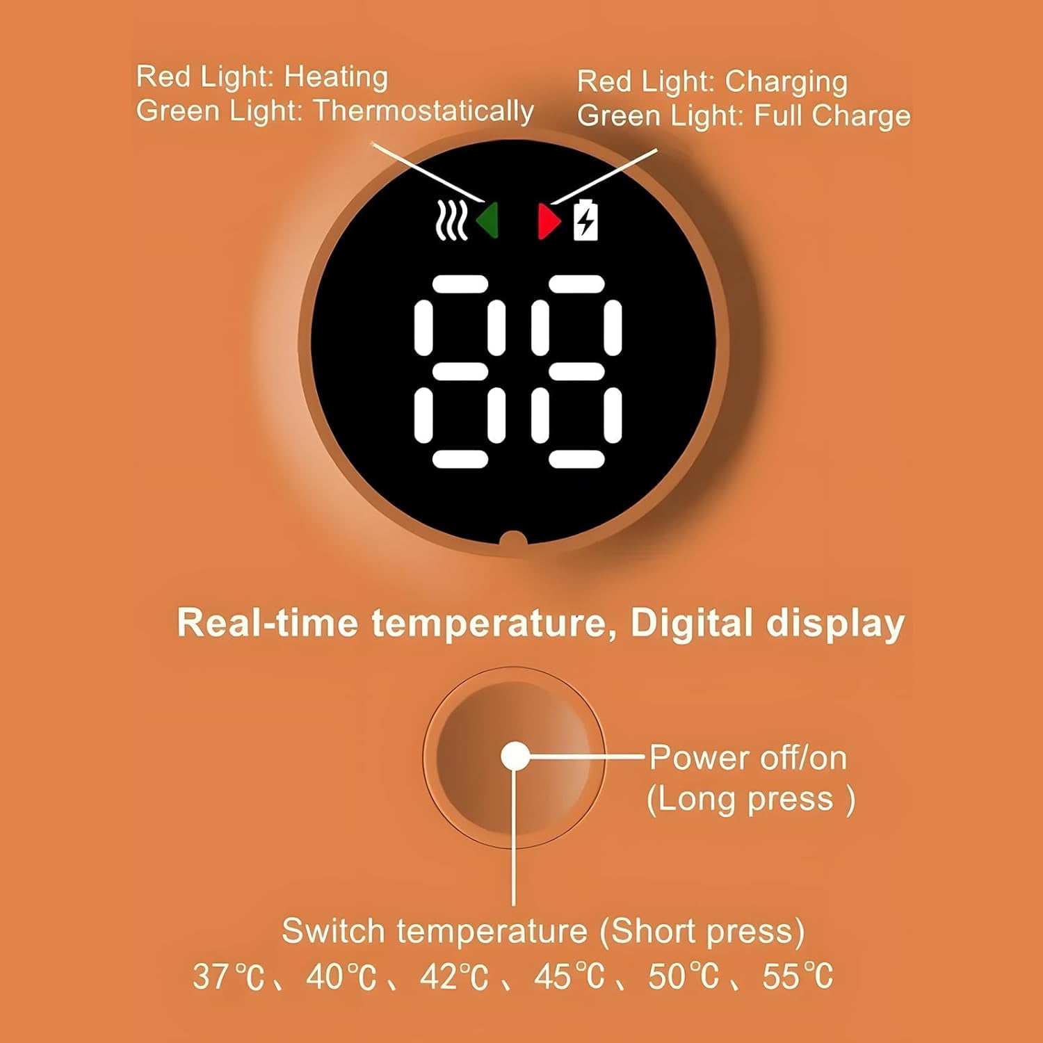 Portable Bottle Warmer, Rapid Warming with Battery-Powered Temperature Display for Travel, Waterless Milk Warming for Comfortable Baby Feeding on the Go