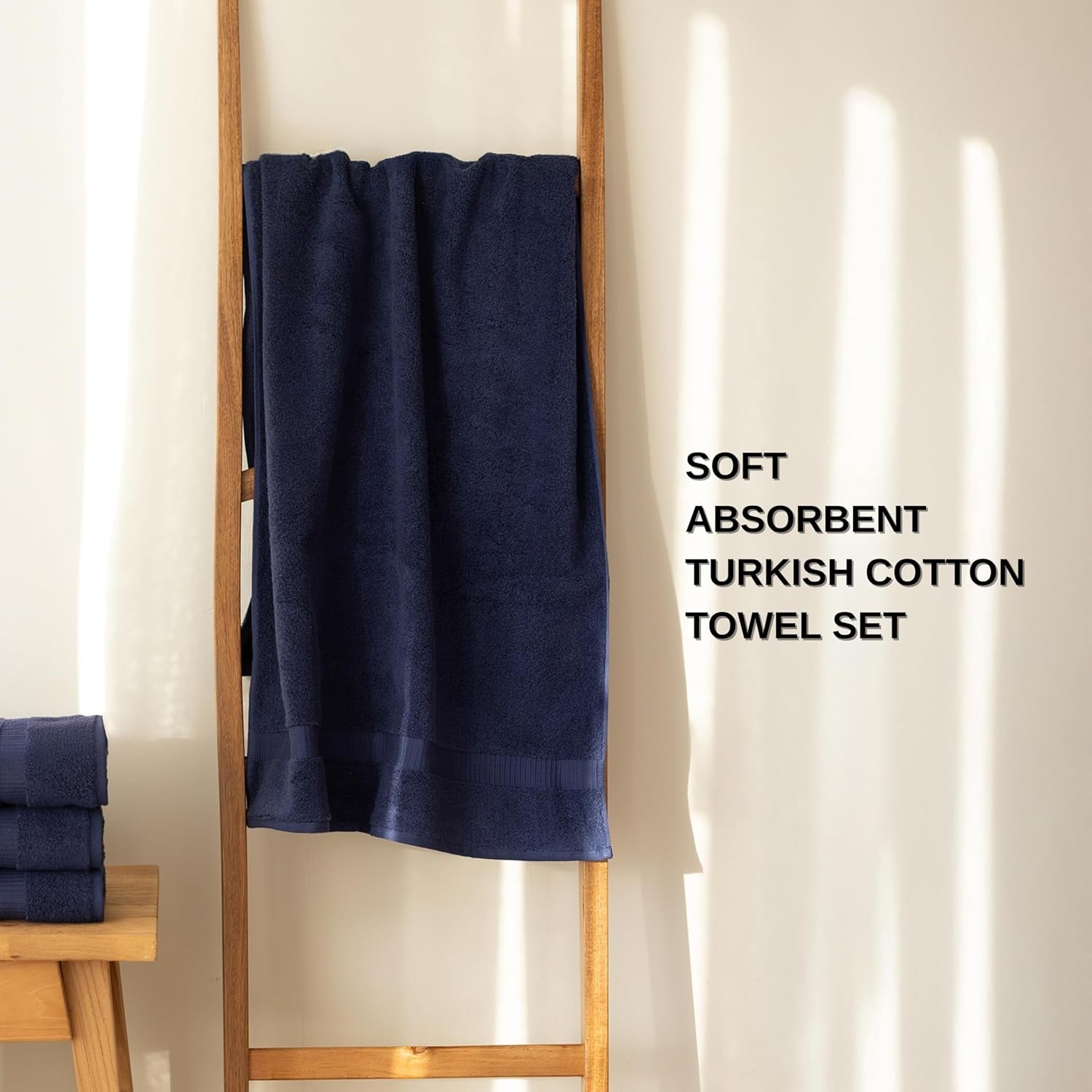 '- Luxury 6 Piece Towel Set, 100% Turkish Cotton, Quick Drying, Highly Absorbent & Comfy, Includes 2 Bath Towels, 2 Hand Towels & 2 Washcloths | (Navy)