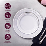 Aya'S 60 Silver Rimmed Plastic Plates for Party, Heavy Duty Disposable Plate Set of 30 Dinner and 30 Dessert Plates for Weddings and Special Events, Fancy Disposable Tableware