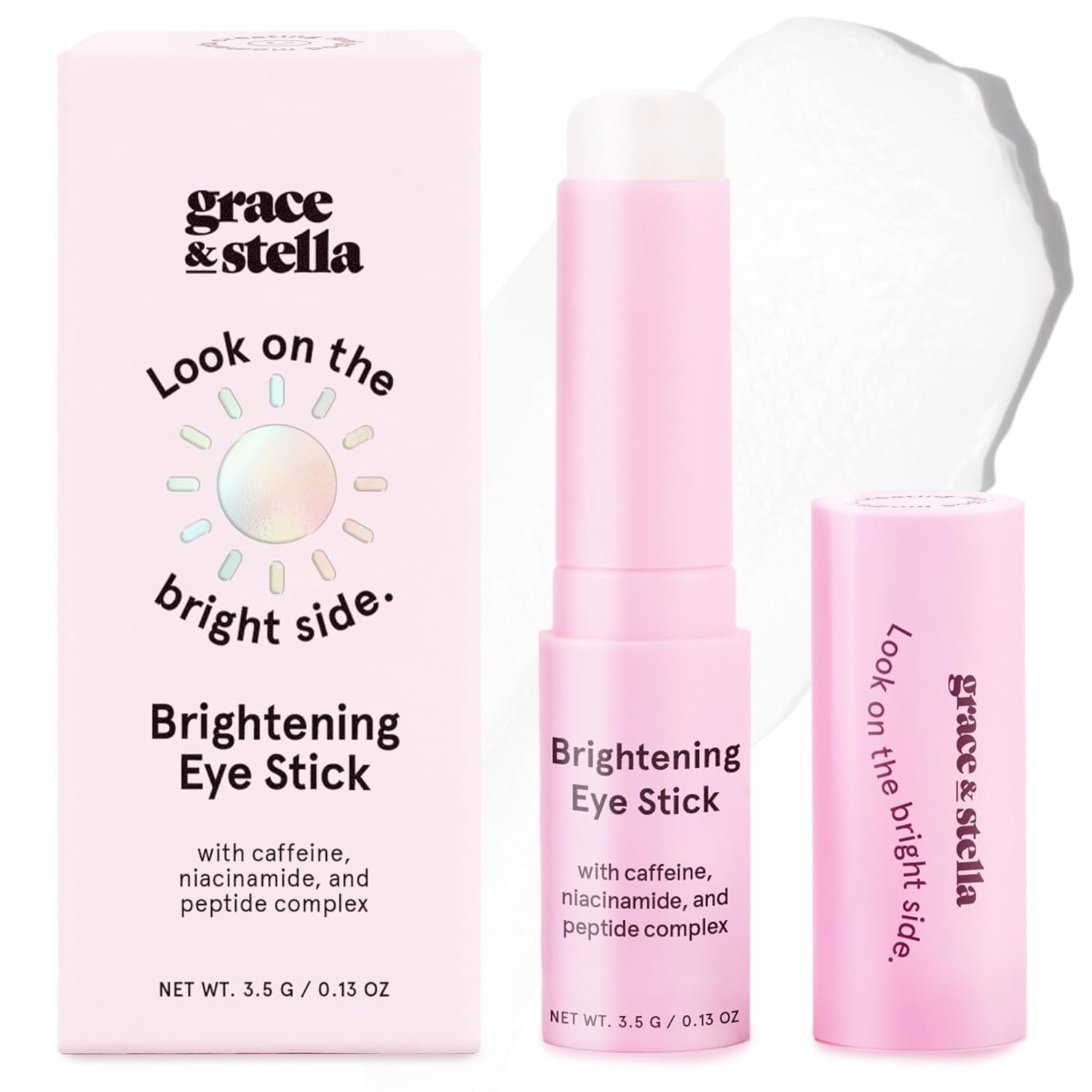 under Eye Brightener Balm Stick - Travel Essentials - Caffeine Eye Cream for Dark Circles, Puffiness, Wrinkles - Vegan Moisturizer Stick with Niacinamide, Hyaluronic Acid (0.13Oz/3.5G)